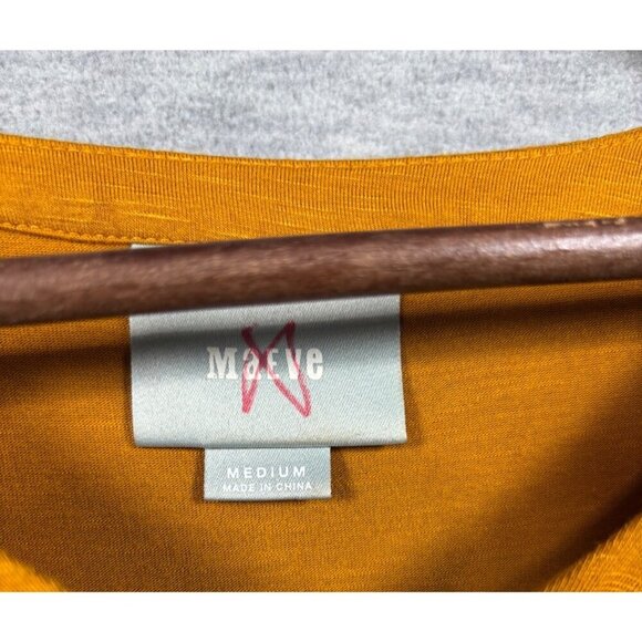 Maeve Mustard Boho Shirt Bell Sleeve Crochet Lace Sz M - Picture 4 of 6